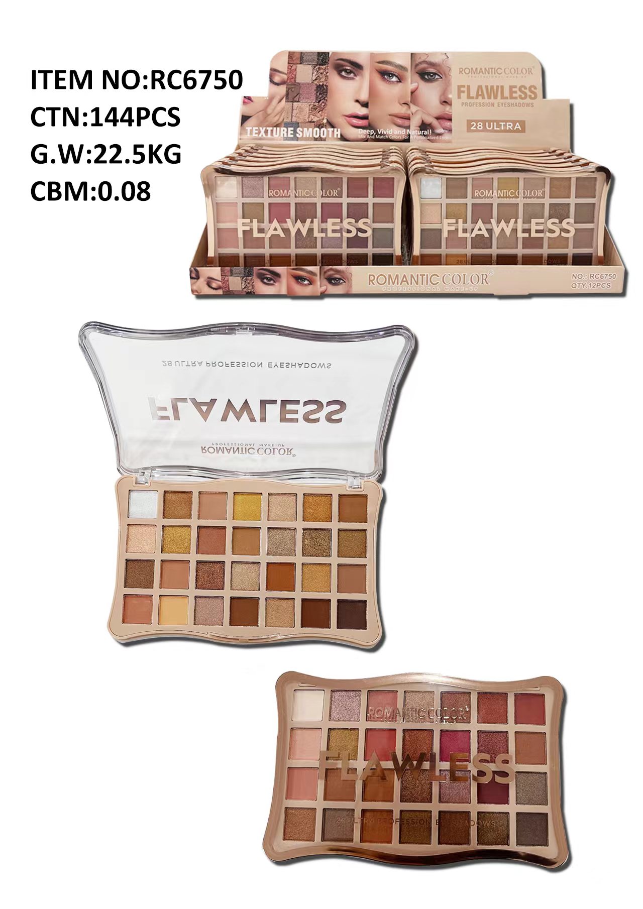 ROMANTIC COLOR FLAWLESS EYESHADOW|28 COLORS EYESHADOW PALETTE